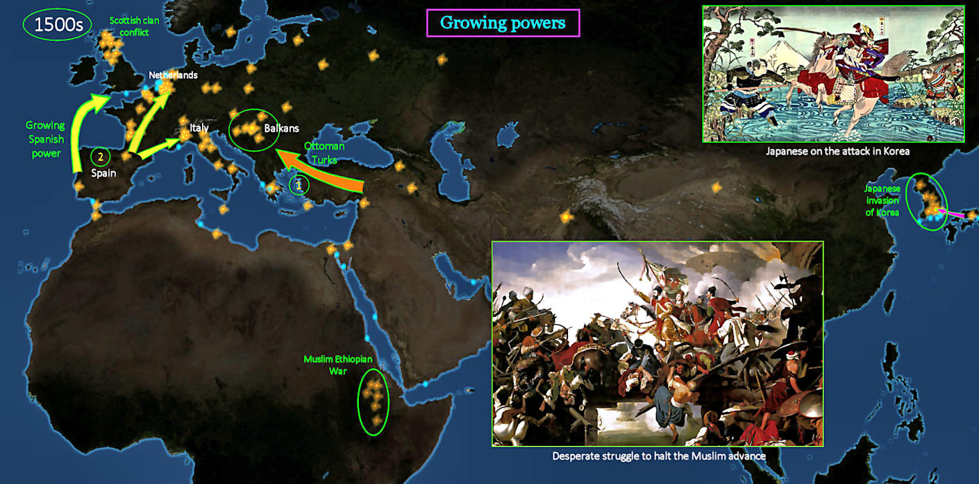 Spain and Ottoman Turks, 1500s map